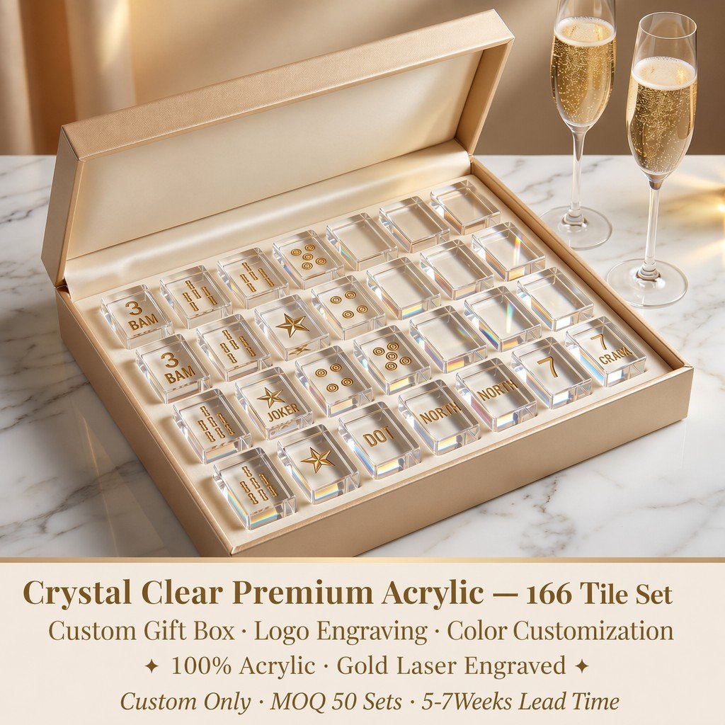 Custom Signature Acrylic American Mahjong Set – 166 Tiles for OEM & ODM (CS-010)