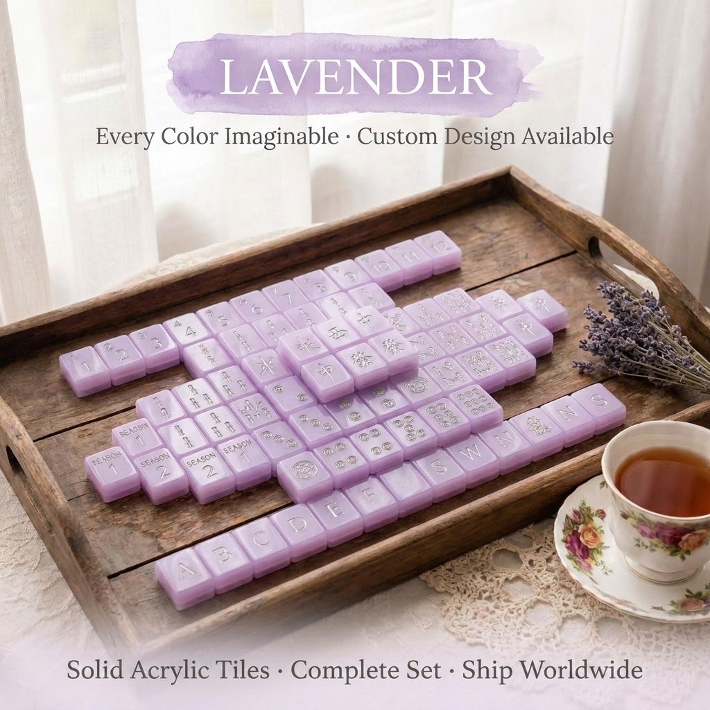 Custom 4-Layer Acrylic American Mahjong Set – 166 Tiles for OEM & ODM — Lavender variant