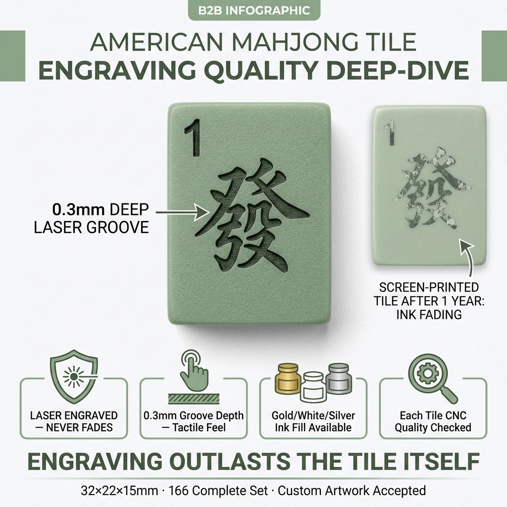 Custom Sage Green Acrylic American Mahjong Set – 166 Tiles for OEM & ODM detail