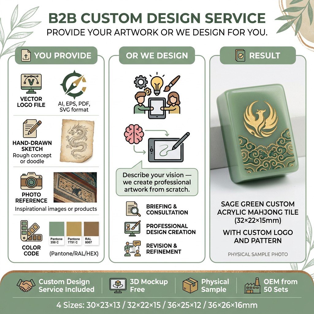 Custom Sage Green Acrylic American Mahjong Set – 166 Tiles for OEM & ODM detail