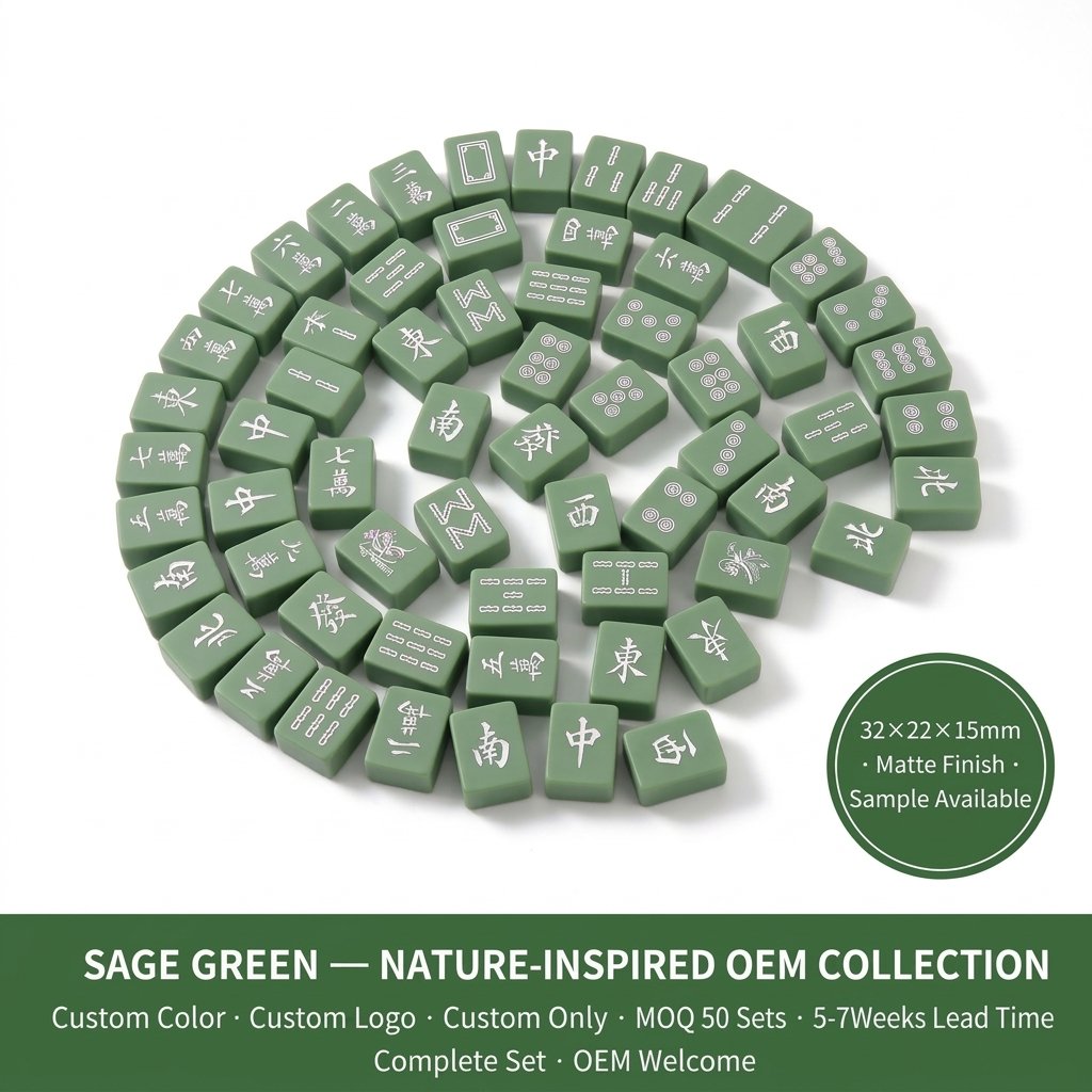 Custom Sage Green Acrylic American Mahjong Set – 166 Tiles for OEM & ODM