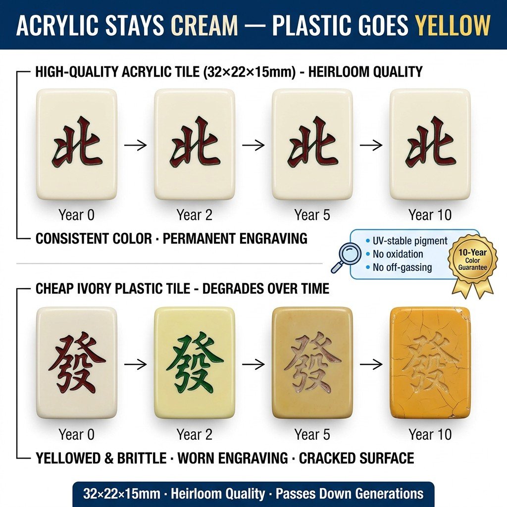 Custom Vintage Cream Acrylic American Mahjong Set – 166 Tiles for OEM & ODM detail