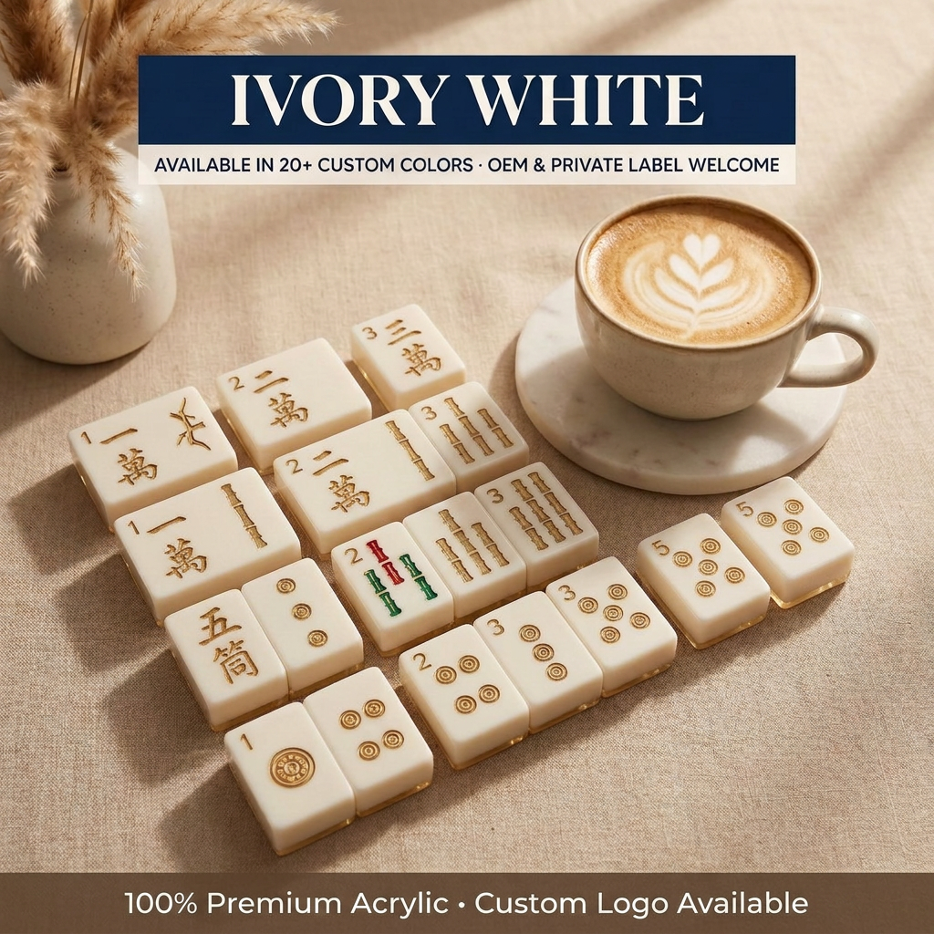Custom Gold Acrylic American Mahjong Set – 166 Tiles for OEM & ODM — Ivory White variant