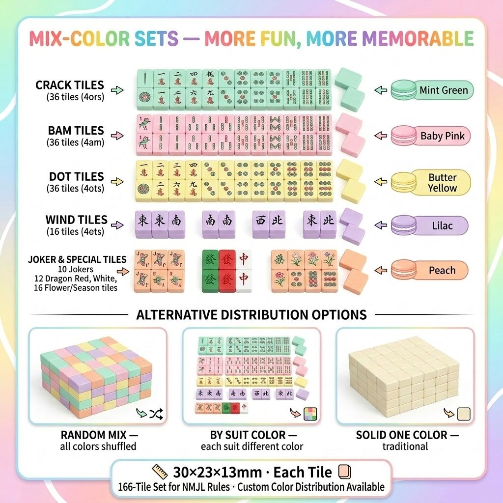 Custom Macaron Pastel Acrylic American Mahjong Set – 166 Tiles for OEM & ODM detail