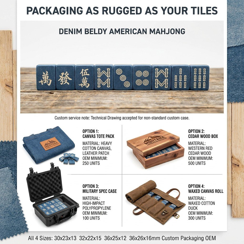 Custom Denim Texture Acrylic American Mahjong Set – 166 Tiles for OEM & ODM detail