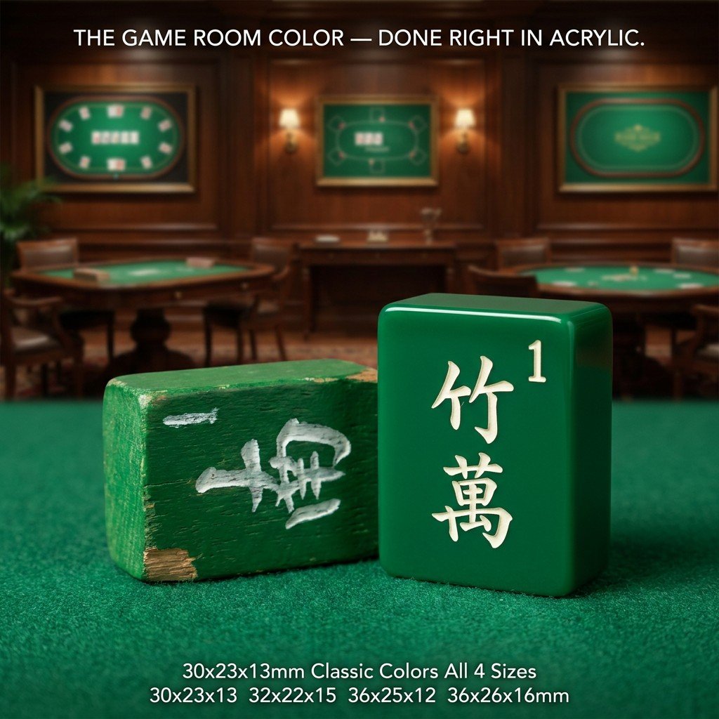Custom Green Acrylic American Mahjong Set – 166 Tiles for OEM & ODM detail