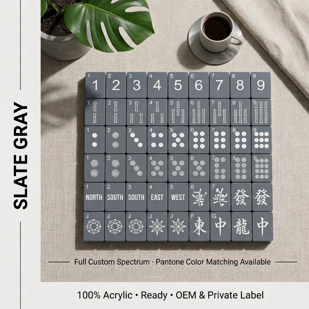 Custom Deep Indigo Acrylic American Mahjong Set – 166 Tiles for OEM & ODM — Slate Gray variant