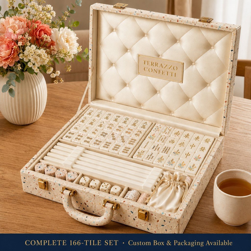 Custom Terrazzo Acrylic American Mahjong Set – 166 Tiles for OEM & ODM detail