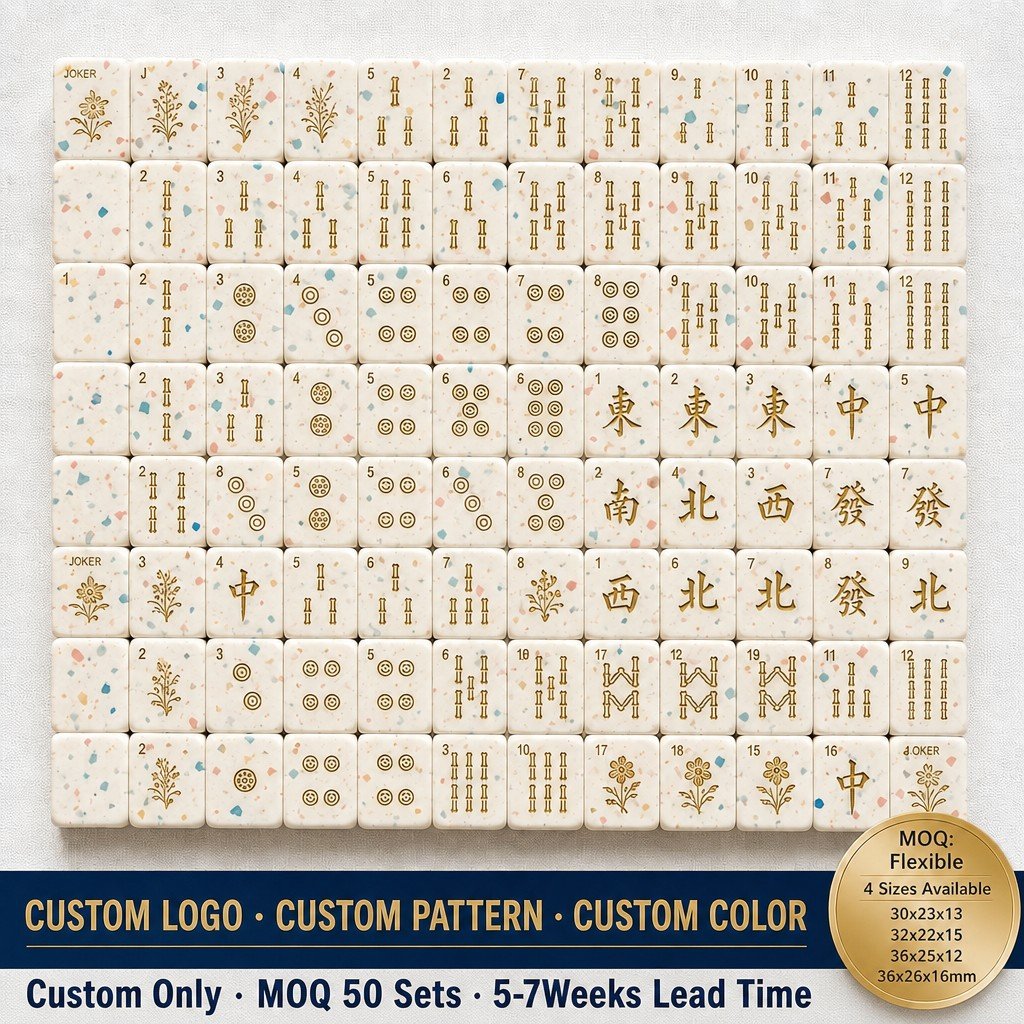 Custom Terrazzo Acrylic American Mahjong Set – 166 Tiles for OEM & ODM