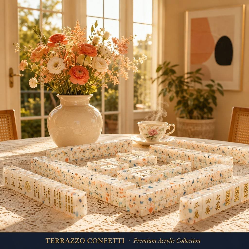 Custom Terrazzo Acrylic American Mahjong Set – 166 Tiles for OEM & ODM view 3
