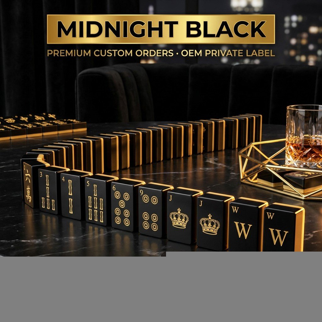 Custom Terrazzo Acrylic American Mahjong Set – 166 Tiles for OEM & ODM — Midnight Black variant