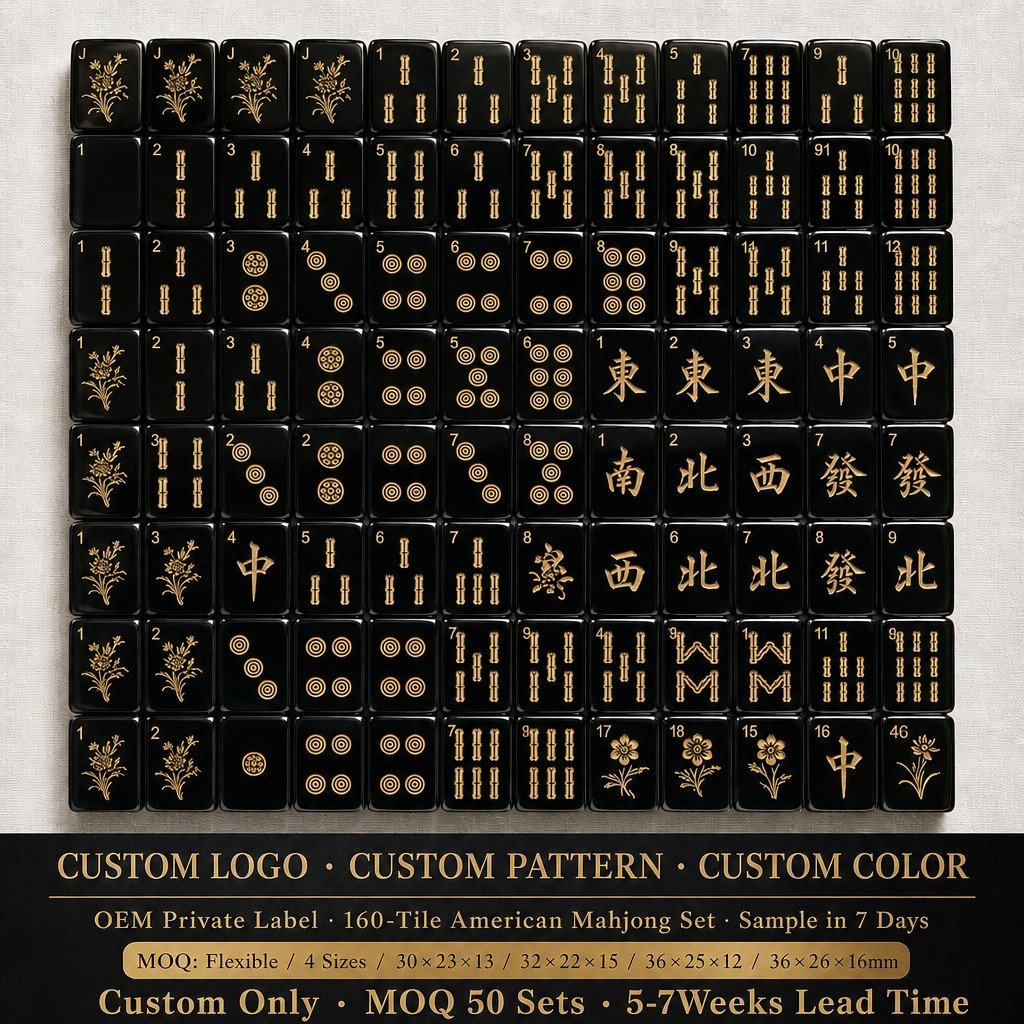 Custom Noir Acrylic American Mahjong Set – 160 Tiles for OEM & ODM detail