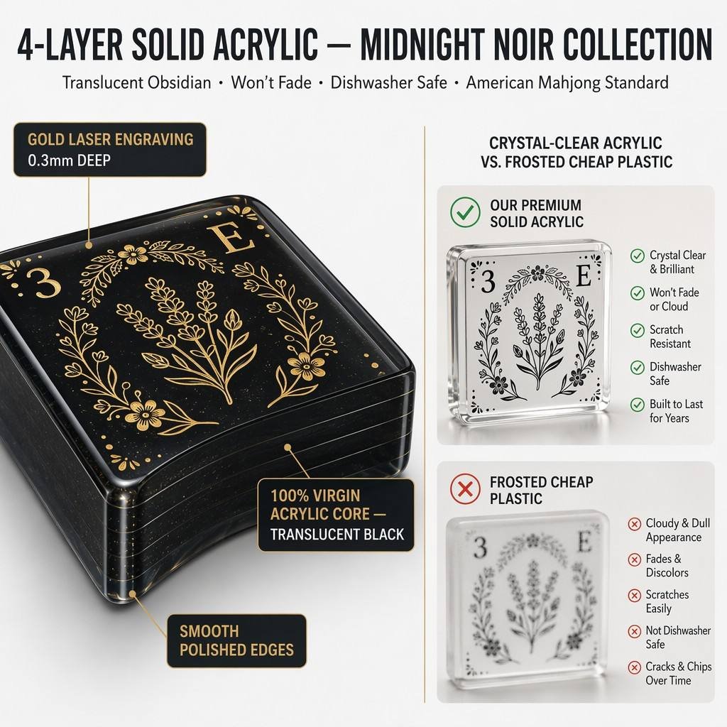 Custom Noir Acrylic American Mahjong Set – 160 Tiles for OEM & ODM view 4