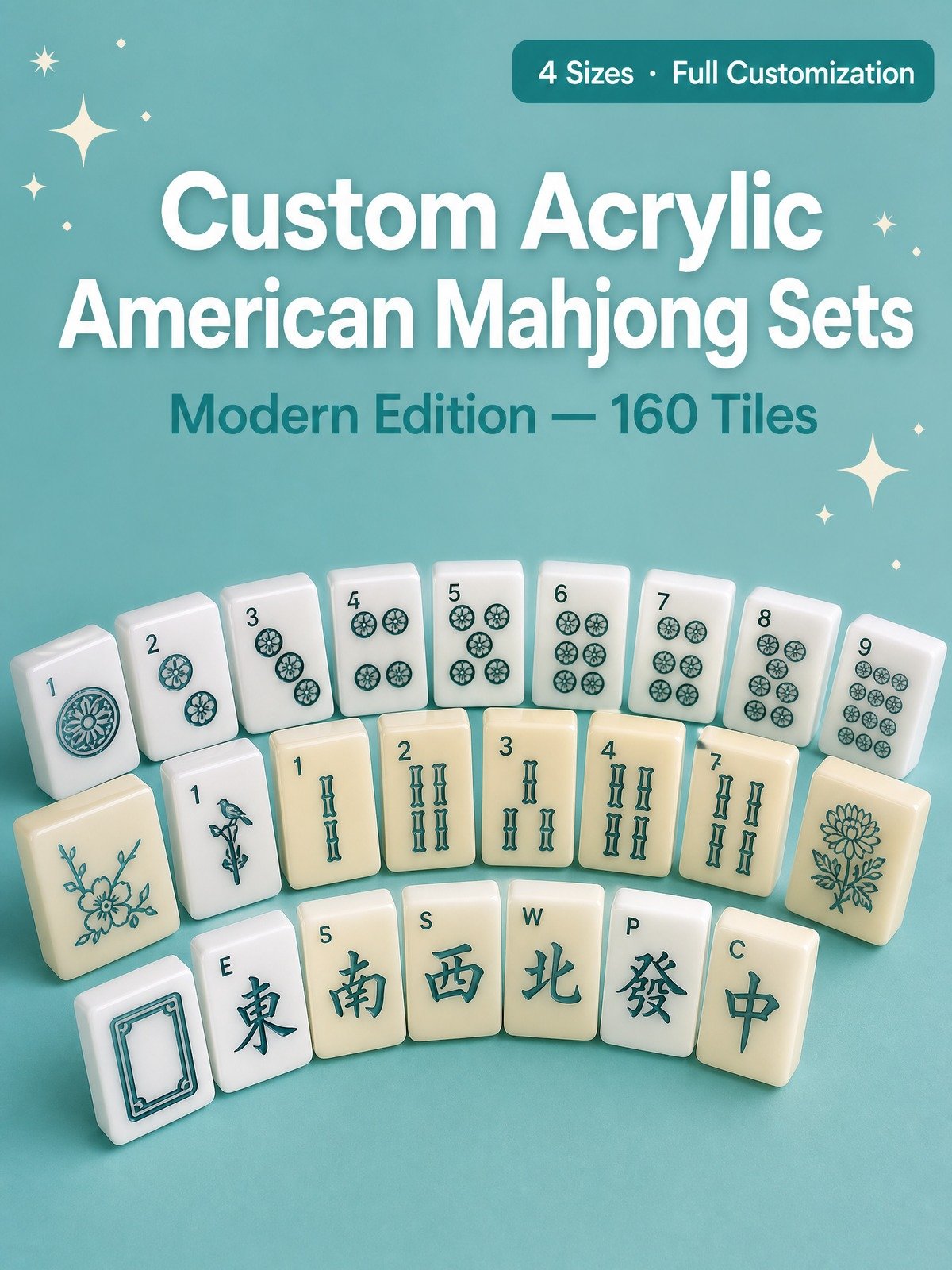 Custom Solid Acrylic American Mahjong Set – 160 Tiles for OEM & ODM detail