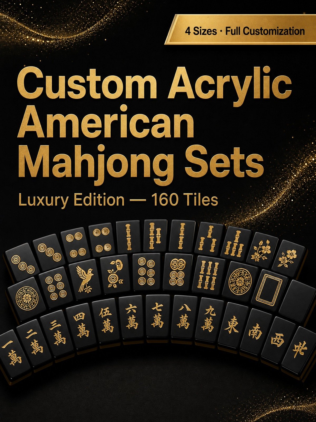 Custom Black Acrylic American Mahjong Set – 160 Tiles for OEM & ODM detail