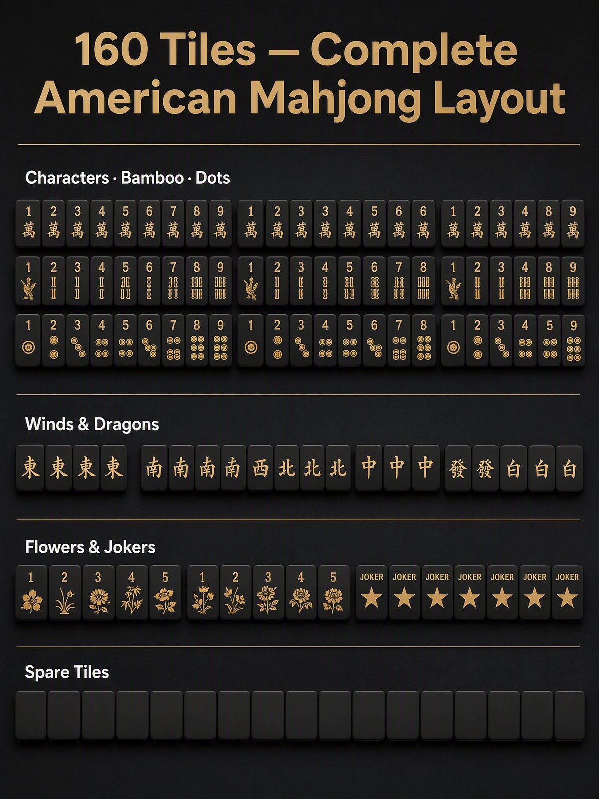 Custom Black Acrylic American Mahjong Set – 160 Tiles for OEM & ODM detail