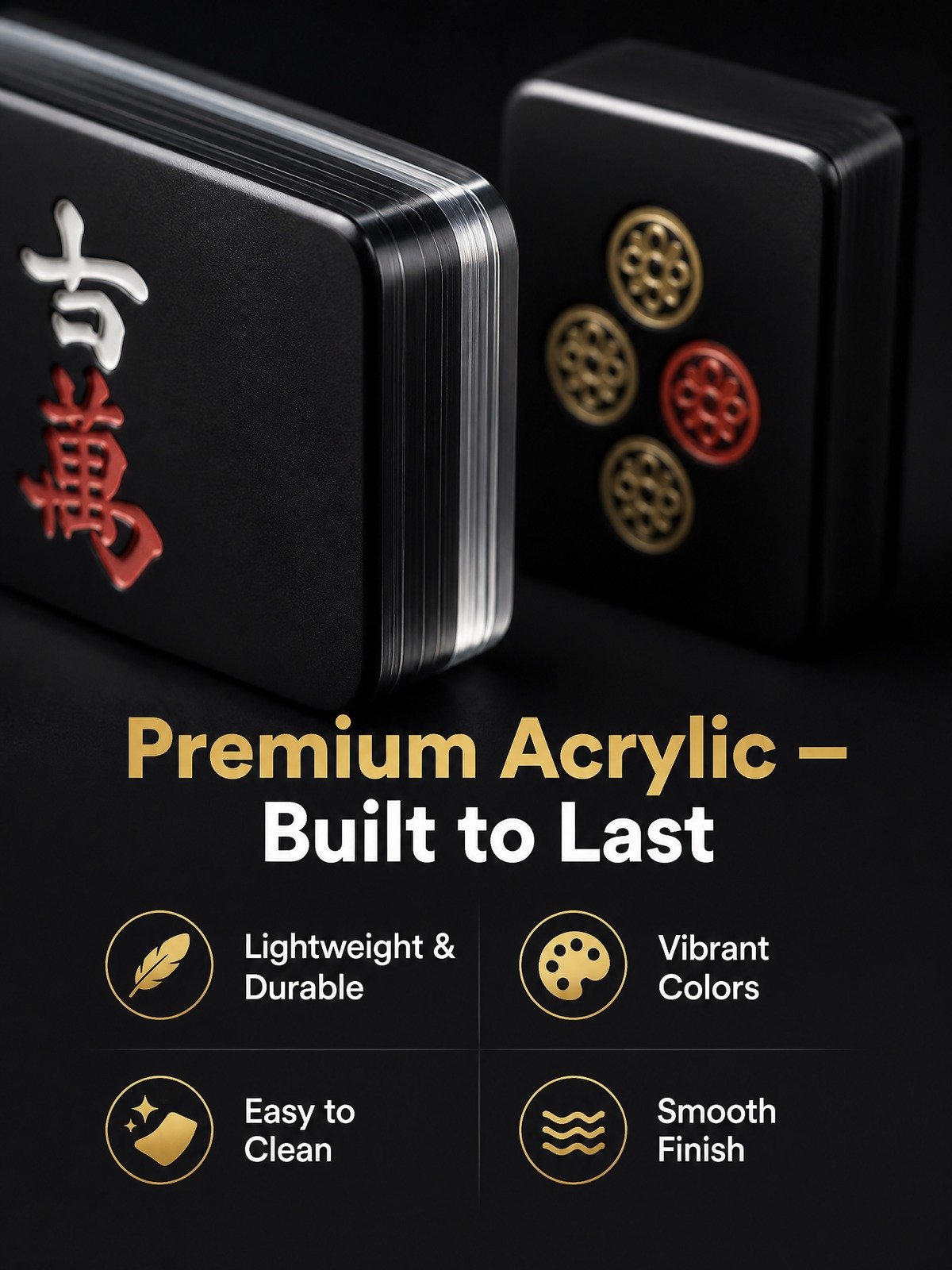 Custom Black Acrylic American Mahjong Set – 160 Tiles for OEM & ODM detail