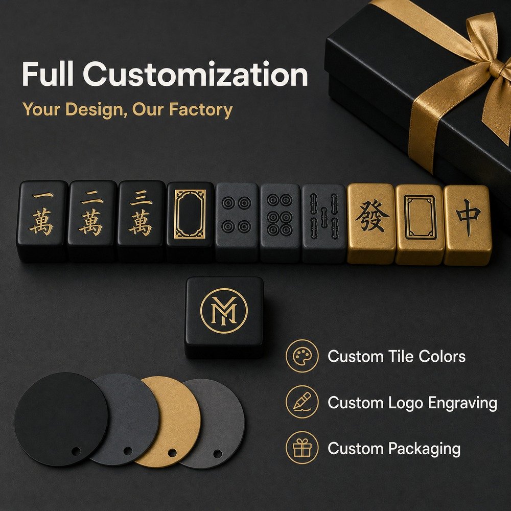 Custom Black Acrylic American Mahjong Set – 160 Tiles for OEM & ODM view 5