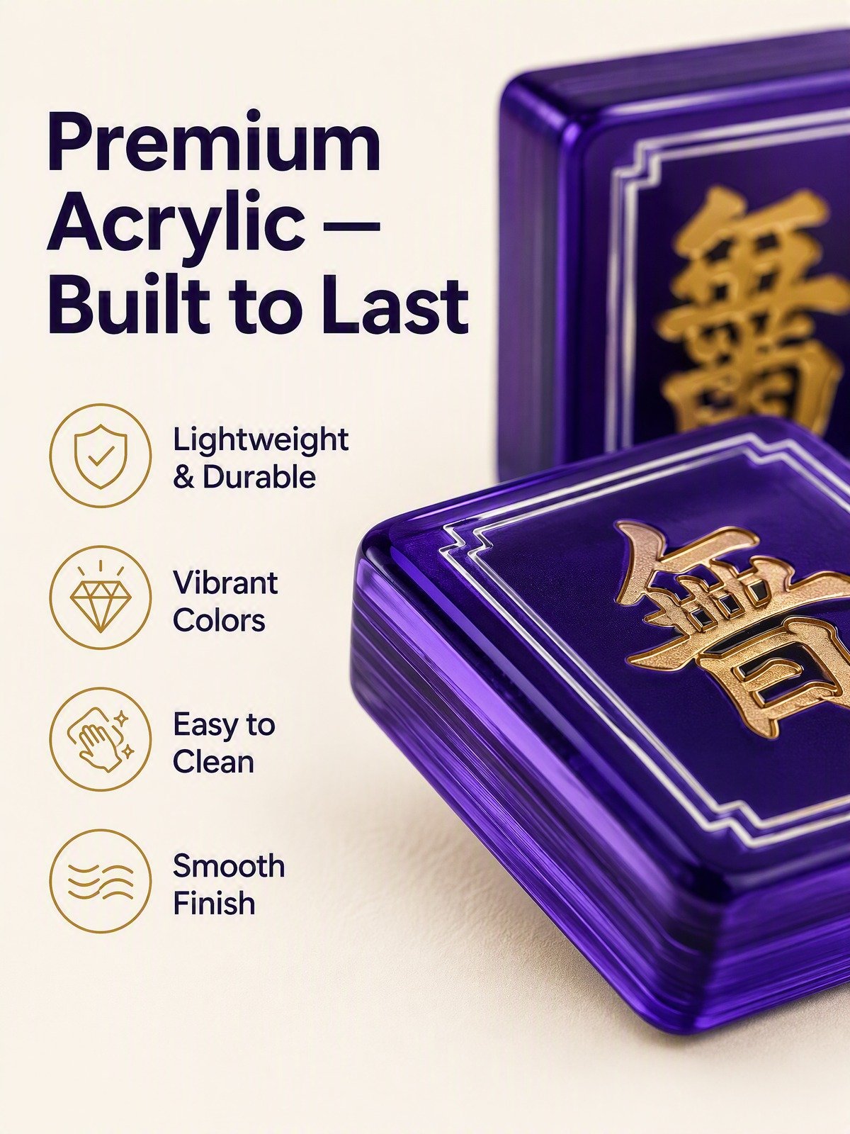 Custom Royal Purple Acrylic American Mahjong Set – 160 Tiles for OEM & ODM detail