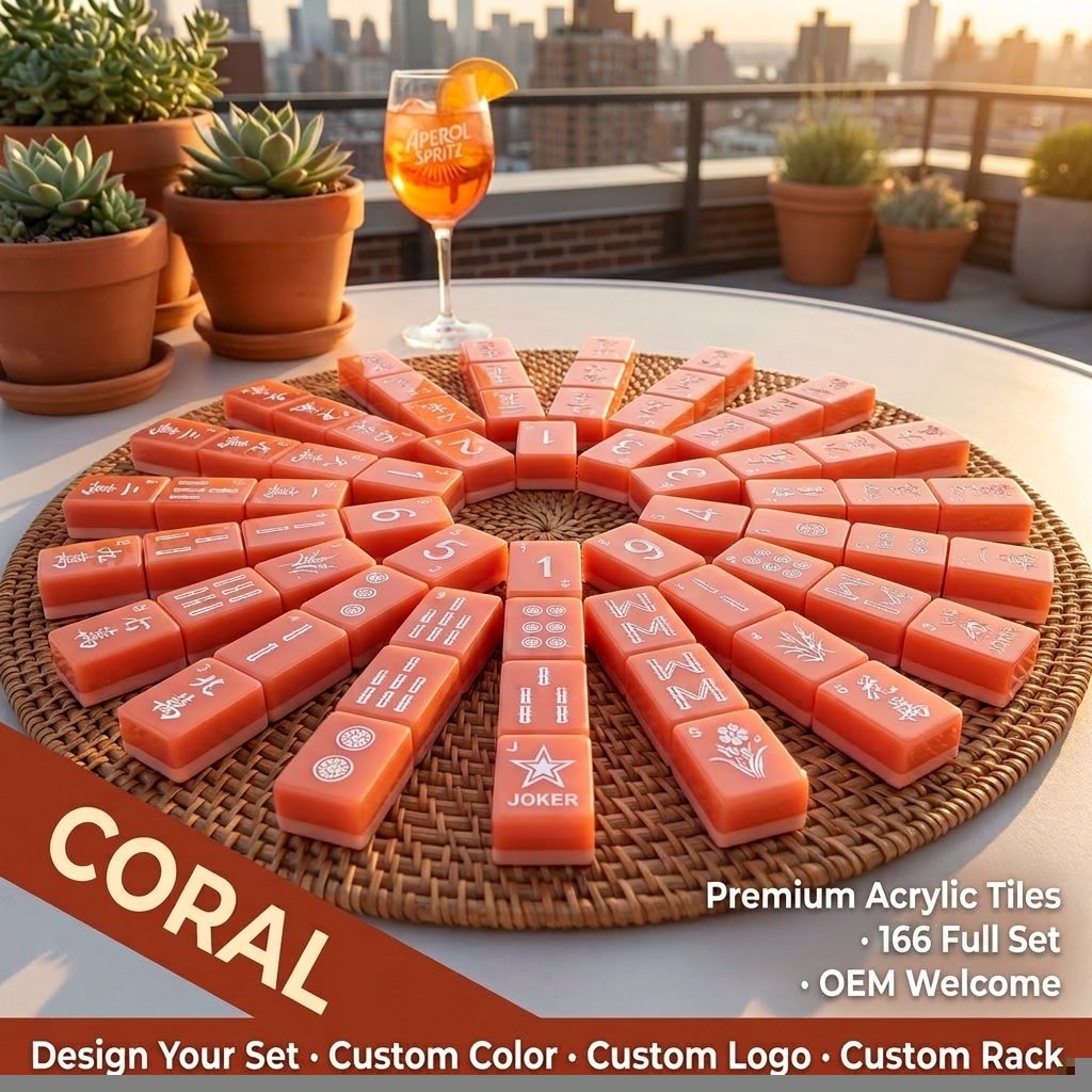 Custom Royal Purple Acrylic American Mahjong Set – 160 Tiles for OEM & ODM — Coral variant