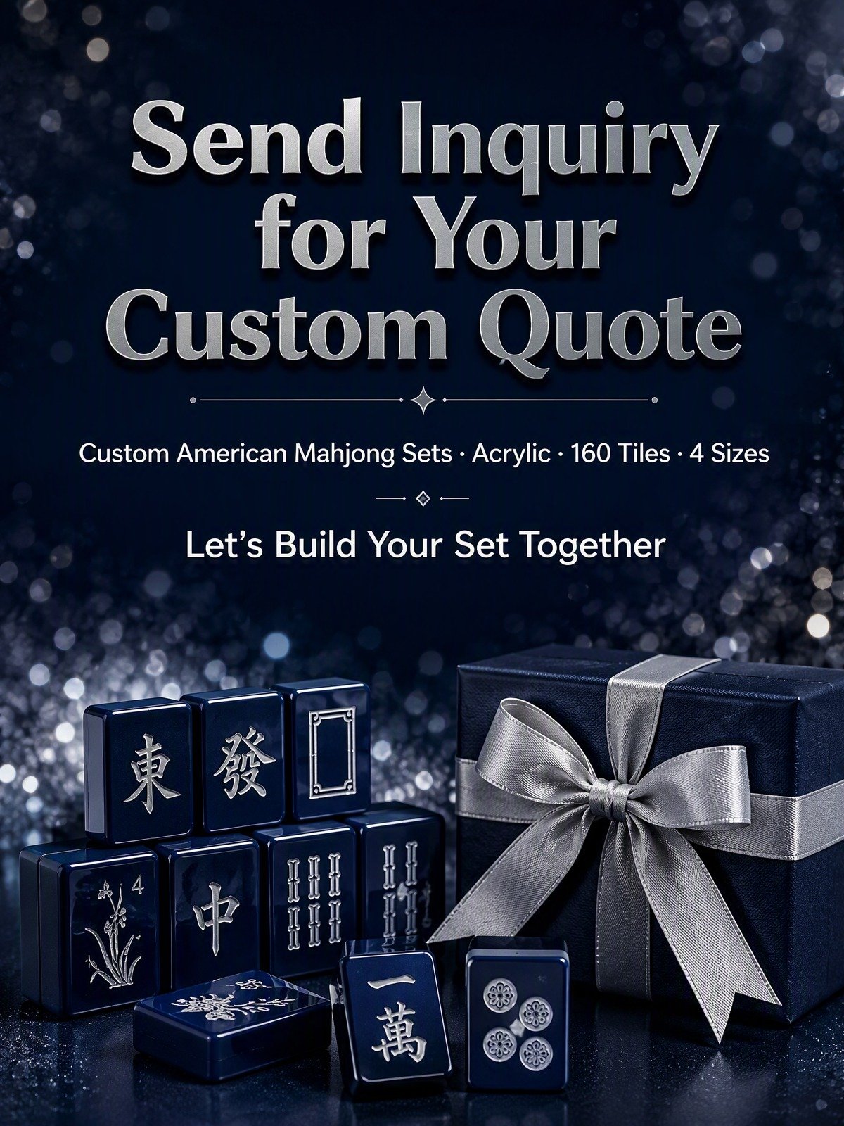 Custom Midnight Navy Acrylic American Mahjong Set – 160 Tiles for OEM & ODM (CS-115) detail