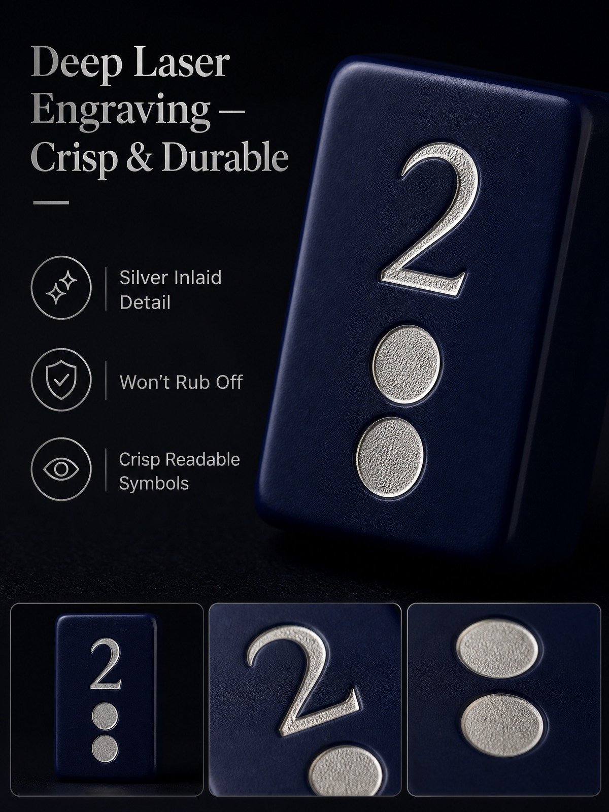 Custom Midnight Navy Acrylic American Mahjong Set – 160 Tiles for OEM & ODM (CS-115) detail