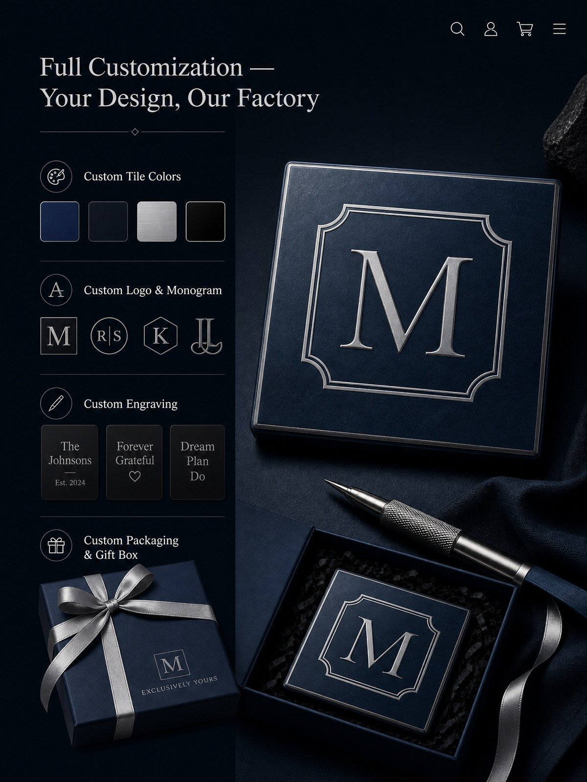 Custom Midnight Navy Acrylic American Mahjong Set – 160 Tiles for OEM & ODM (CS-115) detail