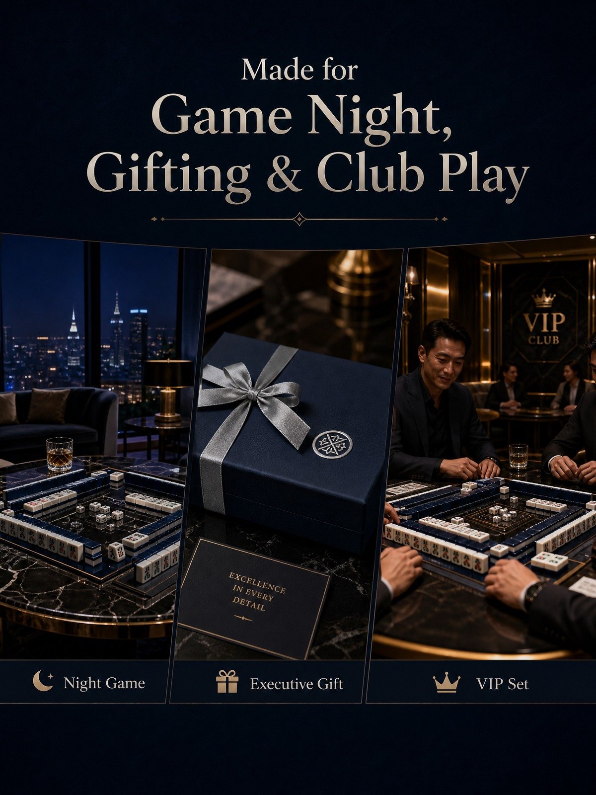 Custom Midnight Navy Acrylic American Mahjong Set – 160 Tiles for OEM & ODM (CS-115) detail