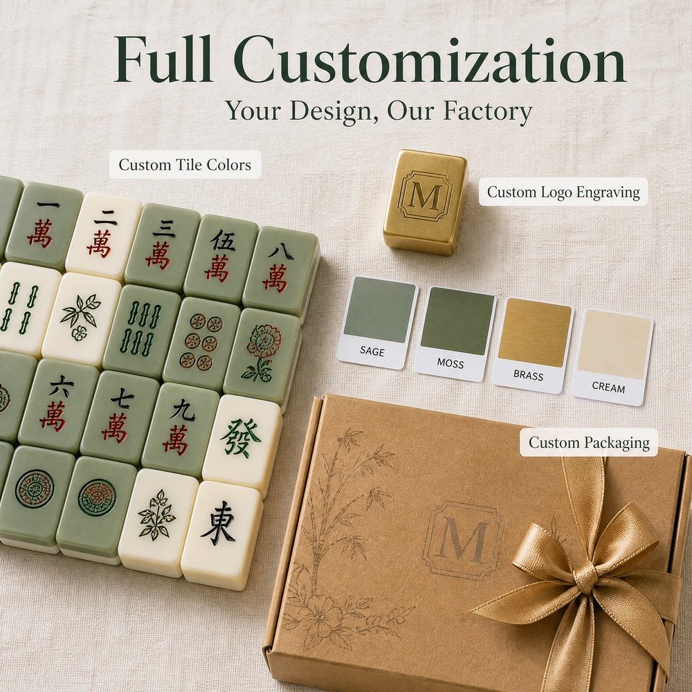 Custom Sage Moss Green Acrylic American Mahjong Set – 160 Tiles for OEM & ODM view 4