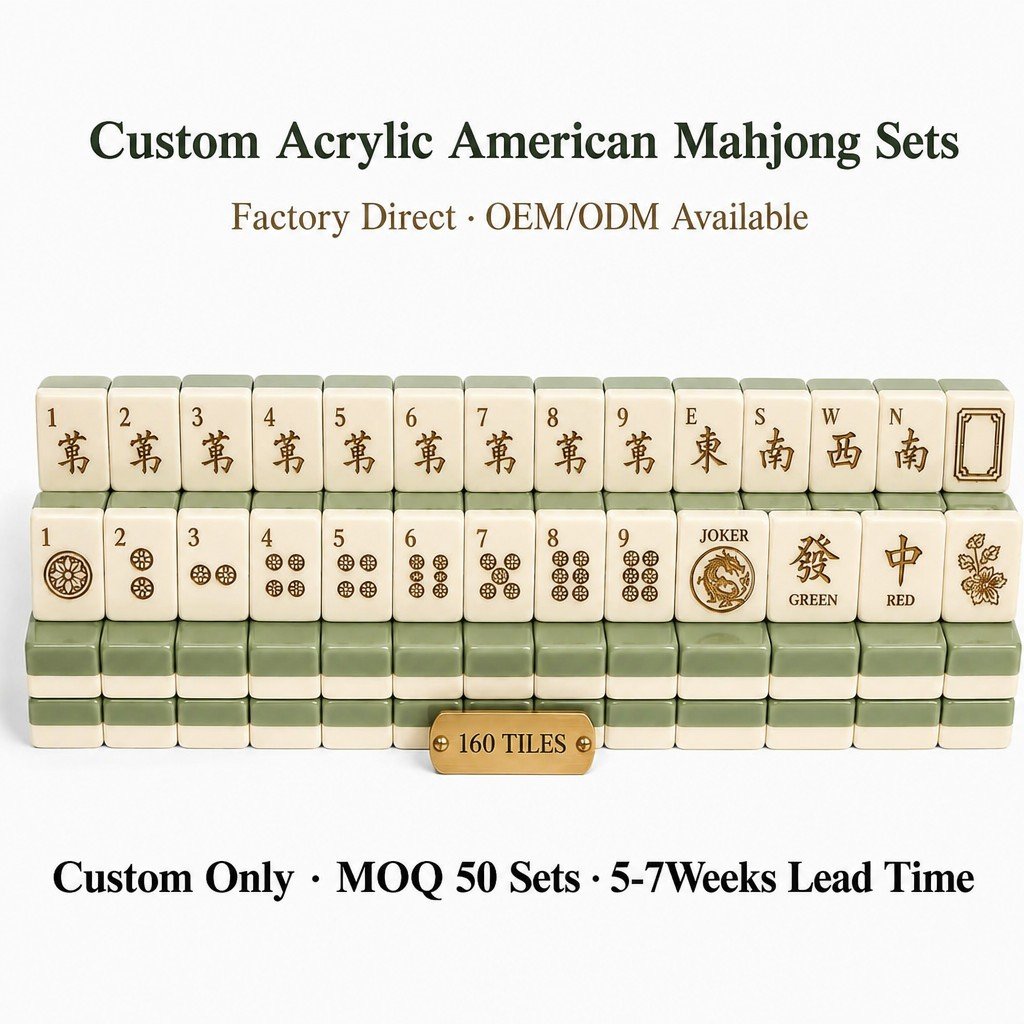 Custom Sage Moss Green Acrylic American Mahjong Set – 160 Tiles for OEM & ODM — Moss Green variant