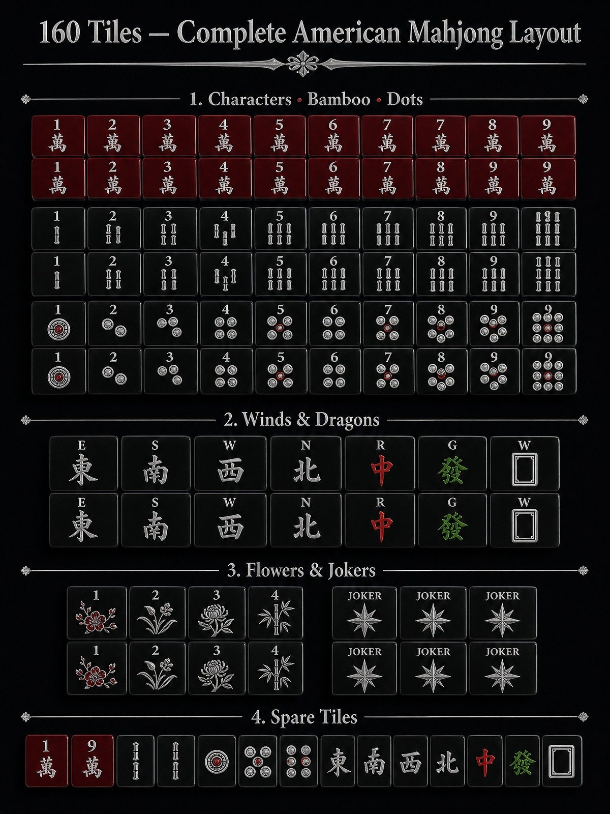 Custom Wine Red Acrylic American Mahjong Set – 160 Tiles for OEM & ODM detail