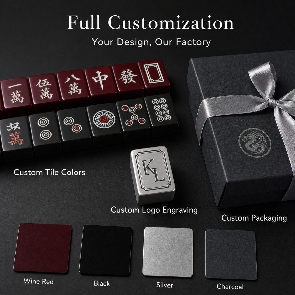 Custom Wine Red Acrylic American Mahjong Set – 160 Tiles for OEM & ODM view 4