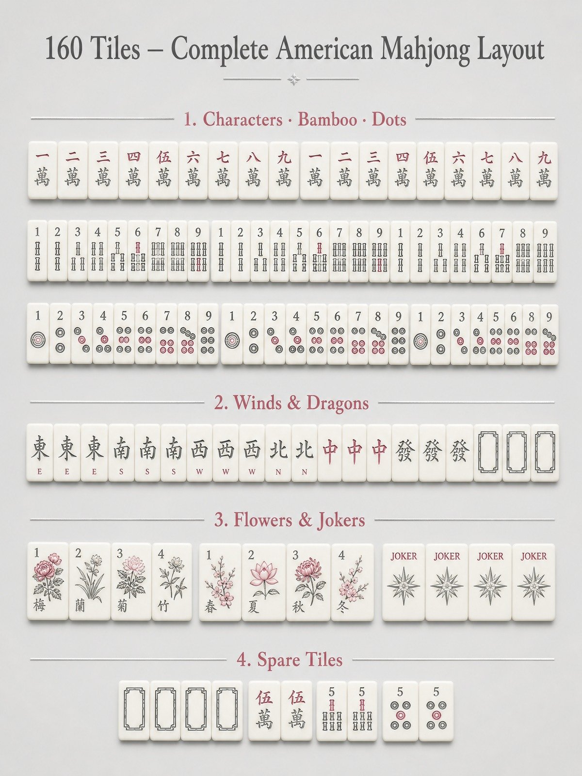 Custom Dusty Rose Acrylic American Mahjong Set – 160 Tiles for OEM & ODM detail