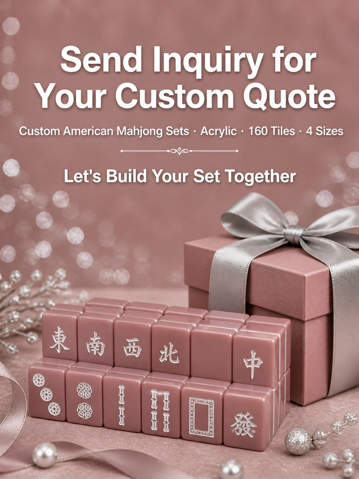 Custom Dusty Rose Acrylic American Mahjong Set – 160 Tiles for OEM & ODM detail