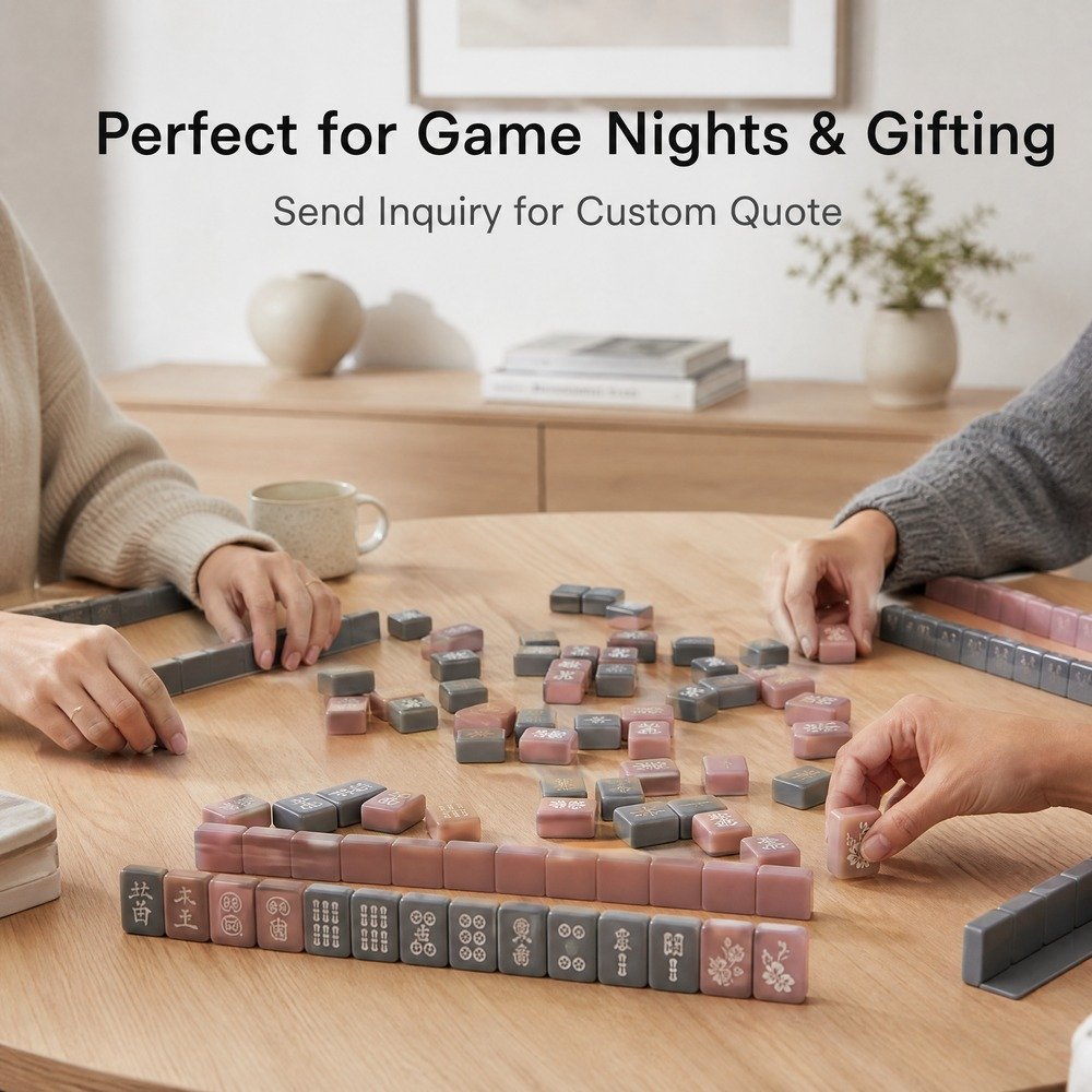 Custom Dusty Rose Acrylic American Mahjong Set – 160 Tiles for OEM & ODM view 6