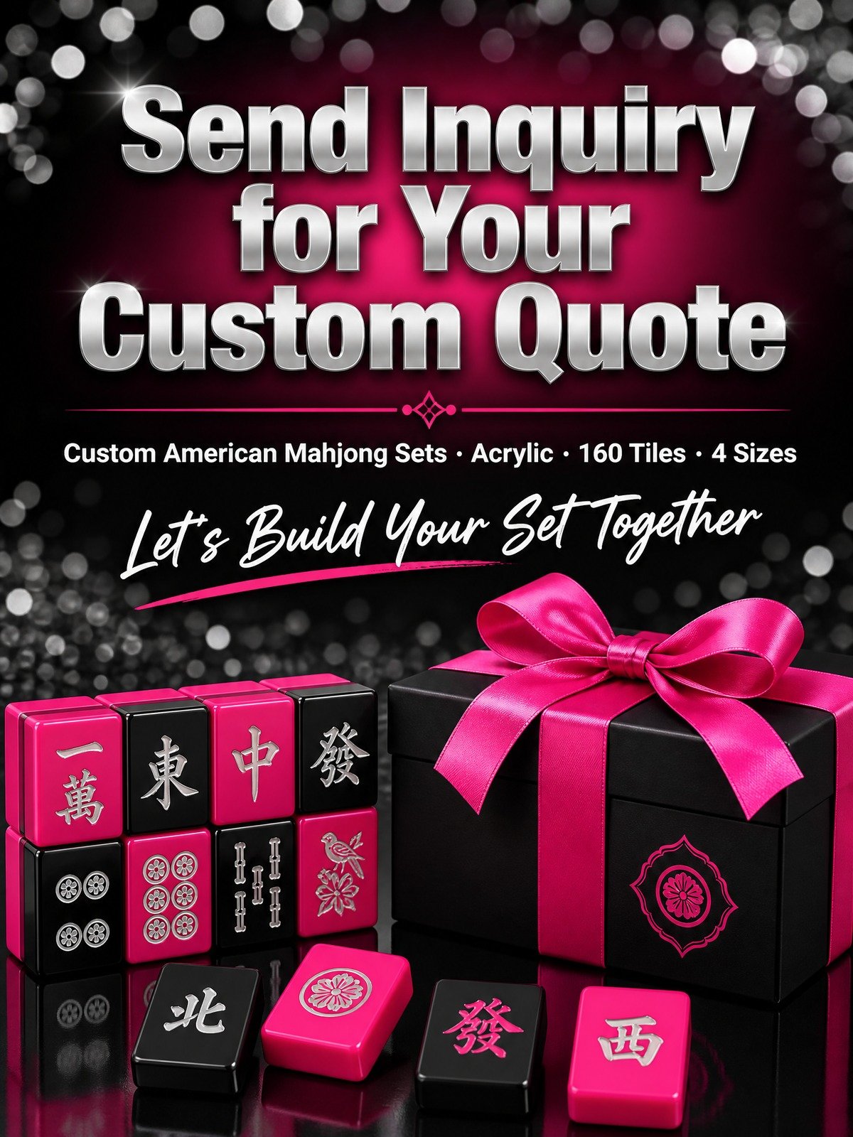 Custom Hot Pink Acrylic American Mahjong Set – 160 Tiles for OEM & ODM detail