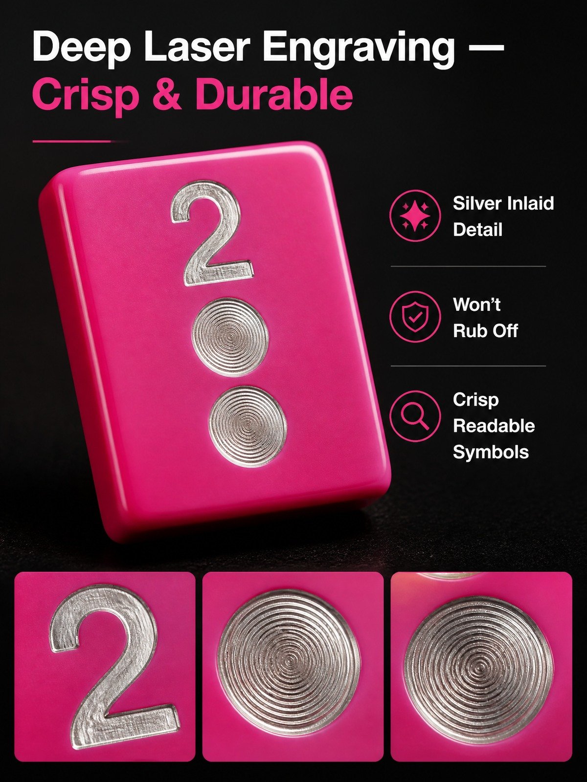 Custom Hot Pink Acrylic American Mahjong Set – 160 Tiles for OEM & ODM detail