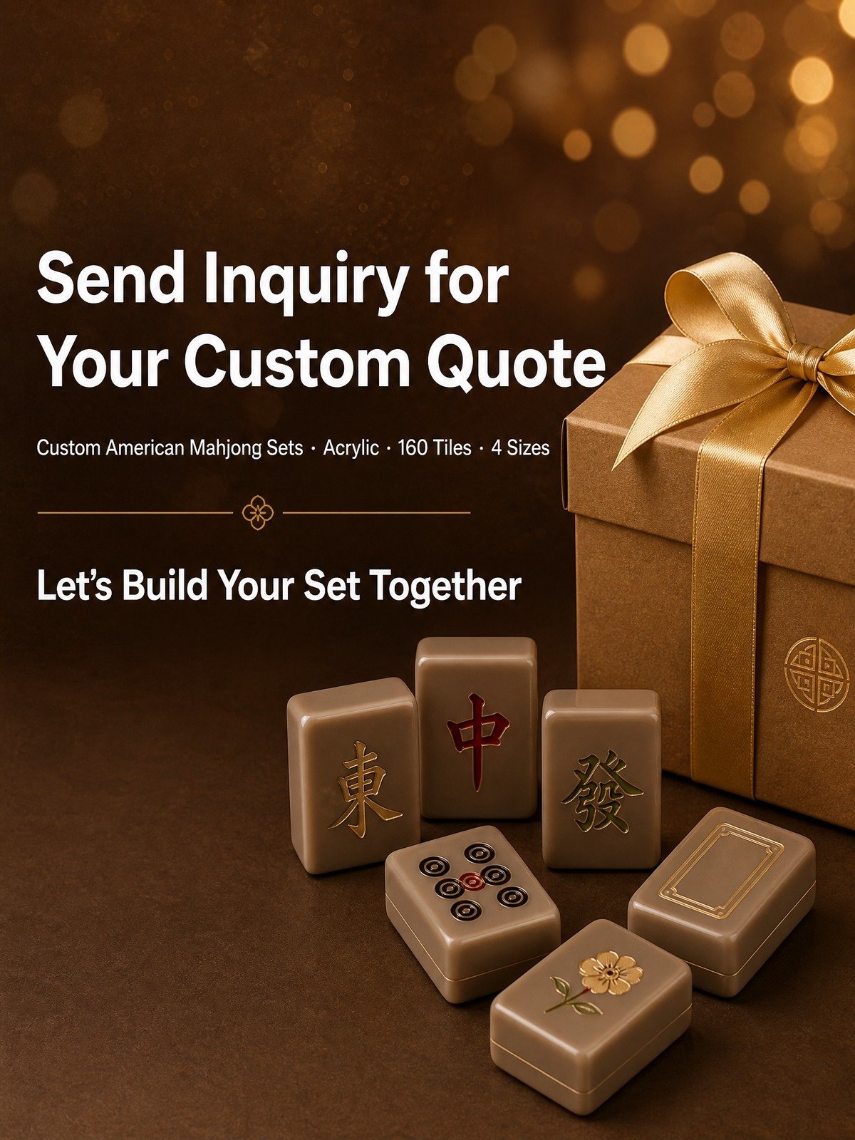 Custom Mocha Brown Acrylic American Mahjong Set – 160 Tiles for OEM & ODM detail
