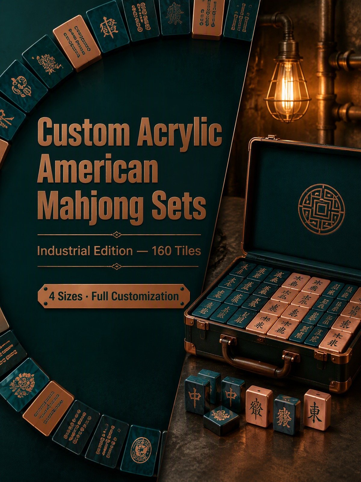 Custom Teal Acrylic American Mahjong Set – 160 Tiles for OEM & ODM detail