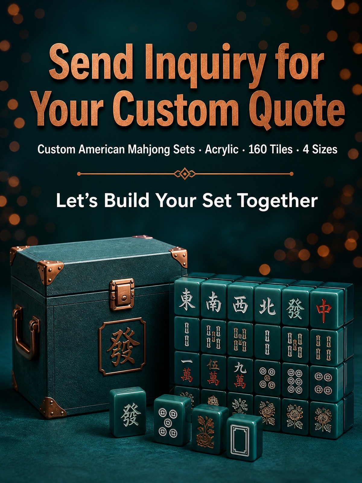 Custom Teal Acrylic American Mahjong Set – 160 Tiles for OEM & ODM detail