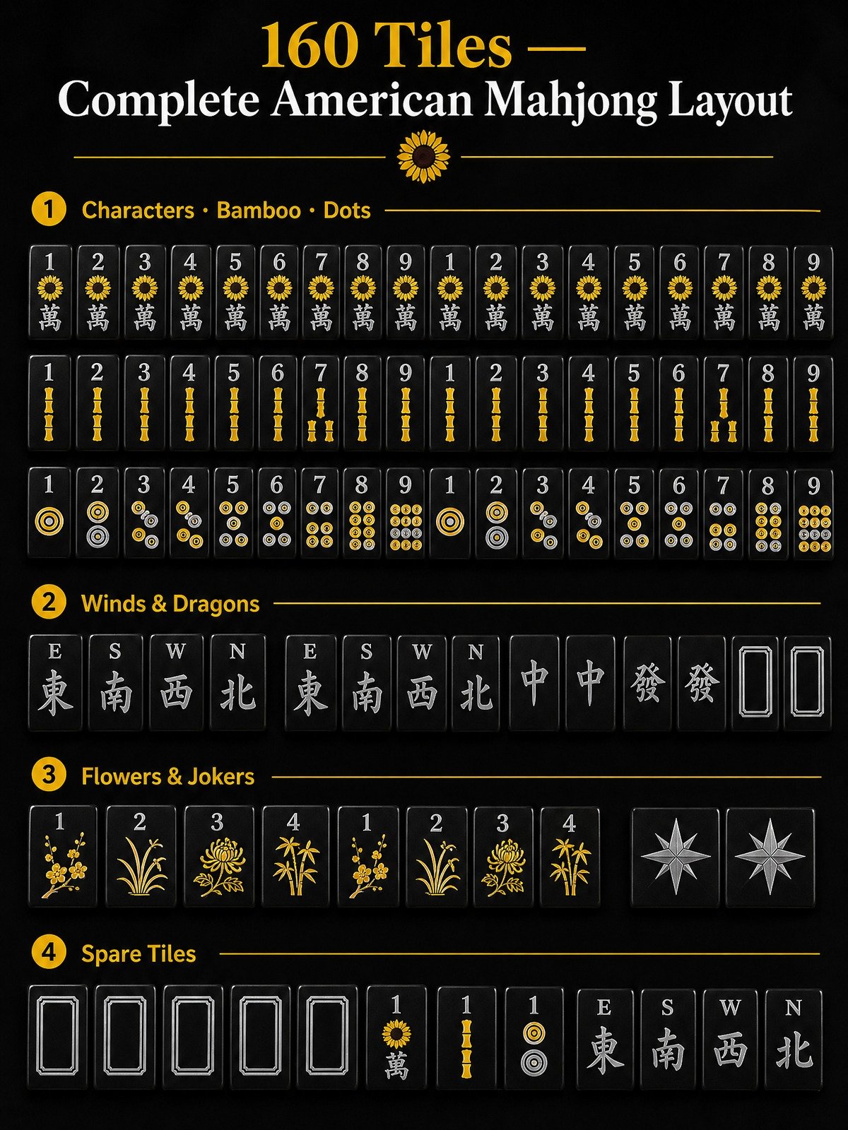 Custom Yellow Acrylic American Mahjong Set – 160 Tiles for OEM & ODM detail