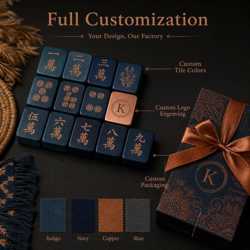 Custom Midnight Navy Acrylic American Mahjong Set – 160 Tiles for OEM & ODM view 4
