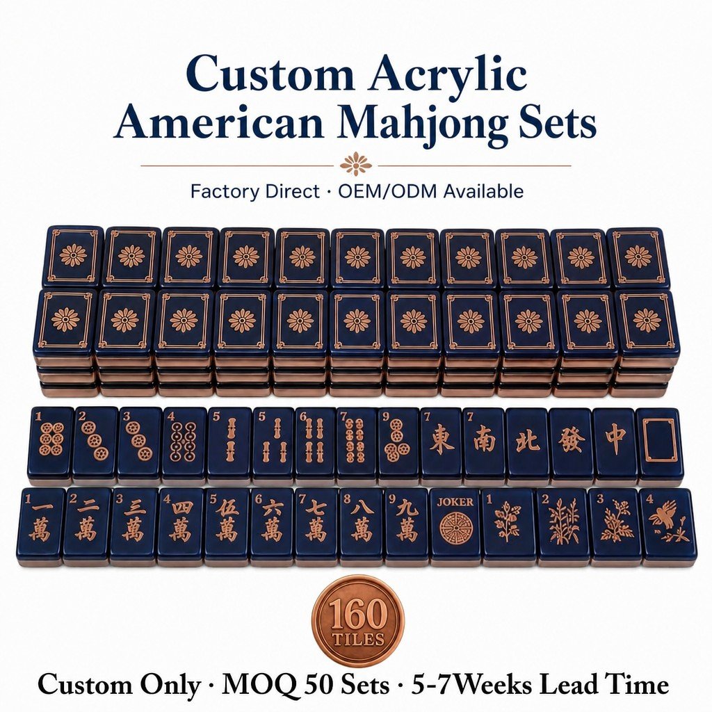 Custom Midnight Navy Acrylic American Mahjong Set – 160 Tiles for OEM & ODM — Midnight Navy variant