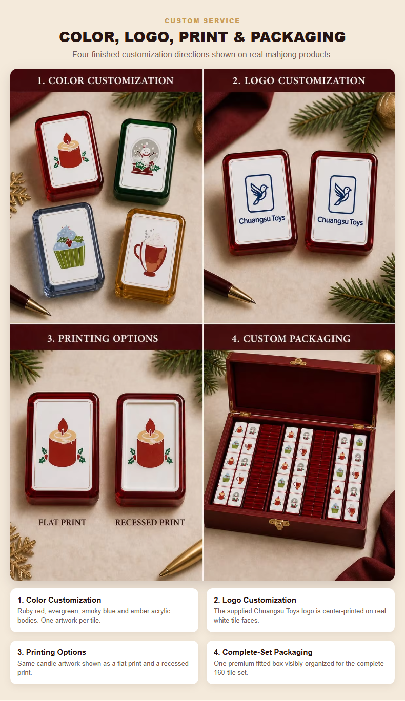 Custom Christmas Acrylic American Mahjong Set – 160 Tiles for OEM & ODM detail