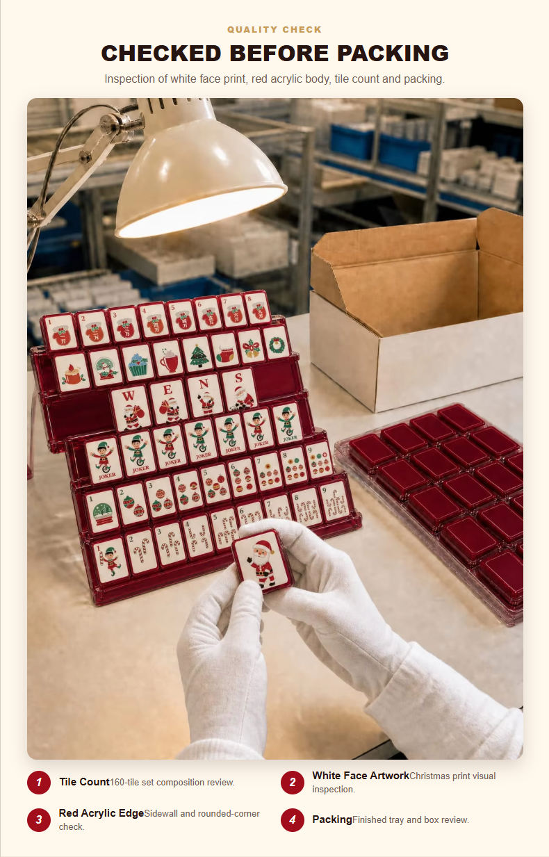 Custom Christmas Acrylic American Mahjong Set – 160 Tiles for OEM & ODM detail