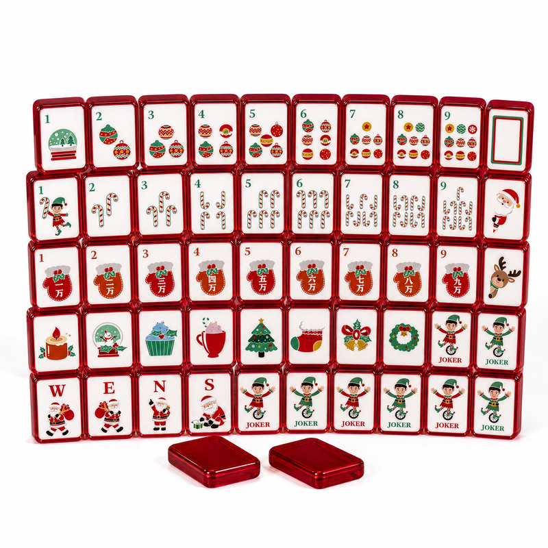 Custom Christmas Acrylic American Mahjong Set – 160 Tiles for OEM & ODM — Christmas Theme variant