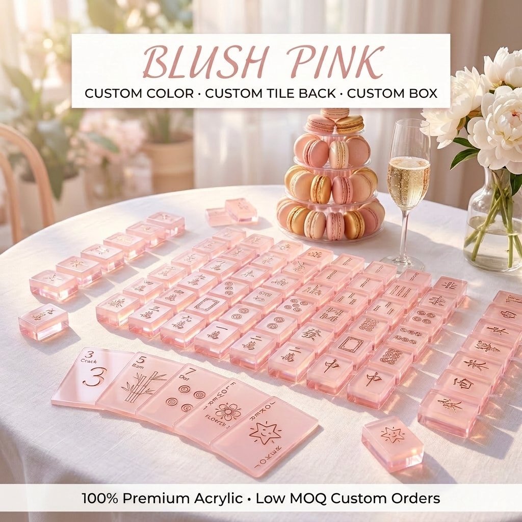 Custom Halloween Acrylic American Mahjong Set – 160 Tiles for OEM & ODM — Blush Pink variant